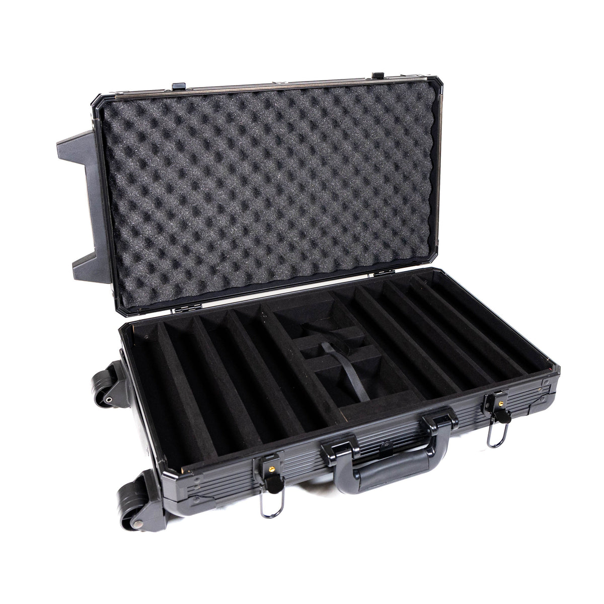 600 Chip Black Aluminum Rolling Case