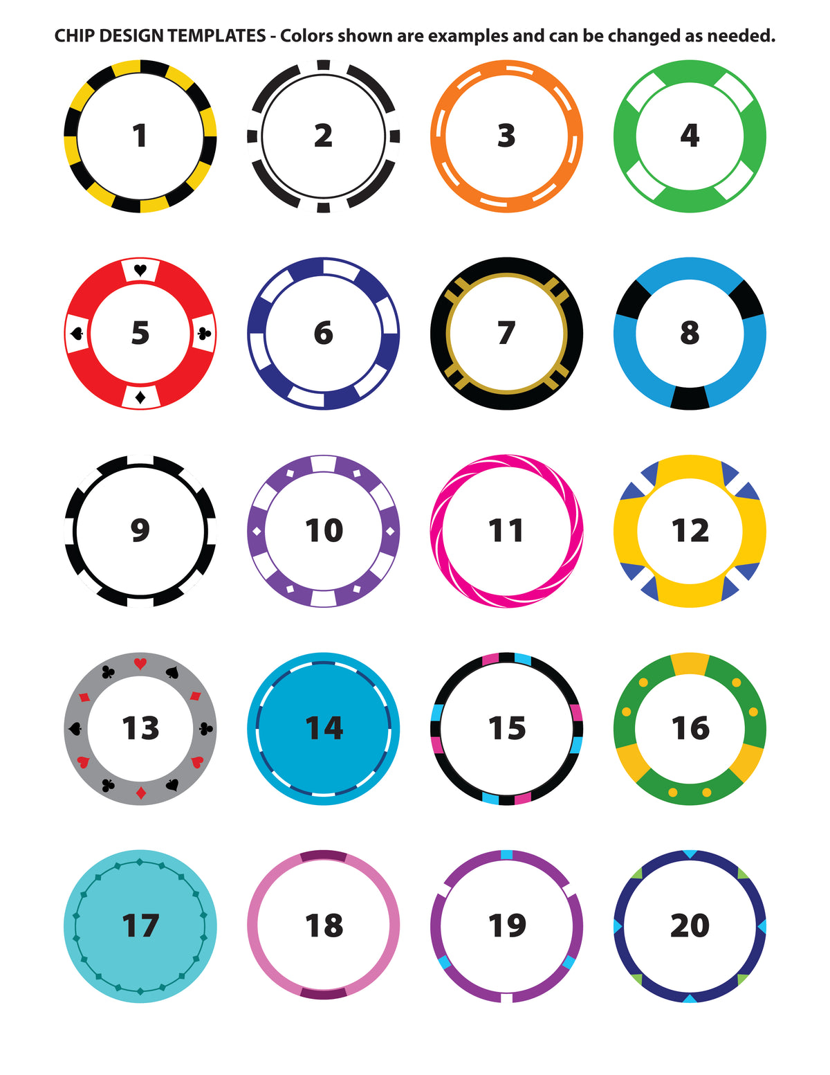 Custom 39mm (1.5 inch) Chips - Standard Casino Chip Size