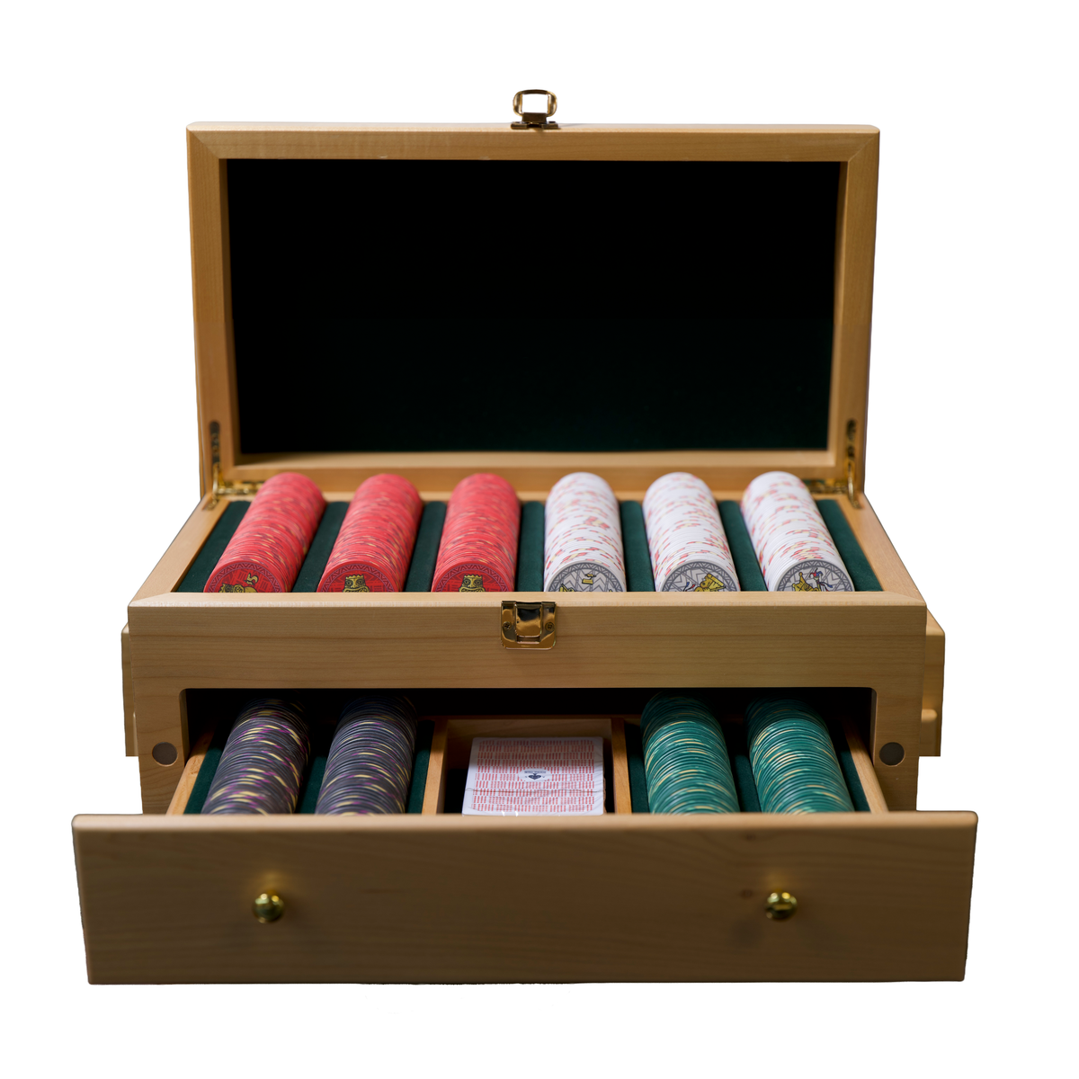 500 Chip Wooden Case