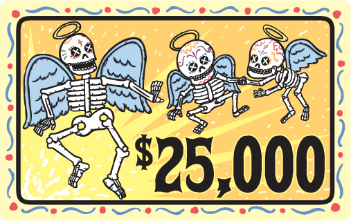 $25,000 Dia de los Muertos Poker Plaque (Yellow)