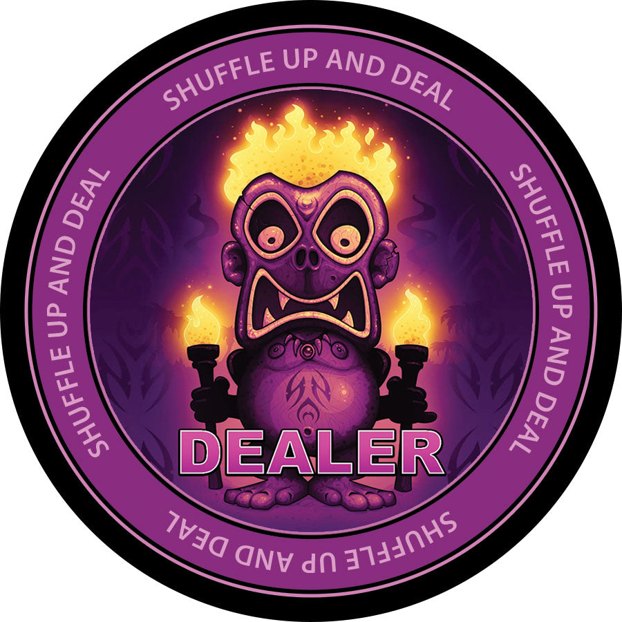 Tiki &quot;Shuffle Up &amp; Deal&quot; Dealer Button (49mm or 60mm)