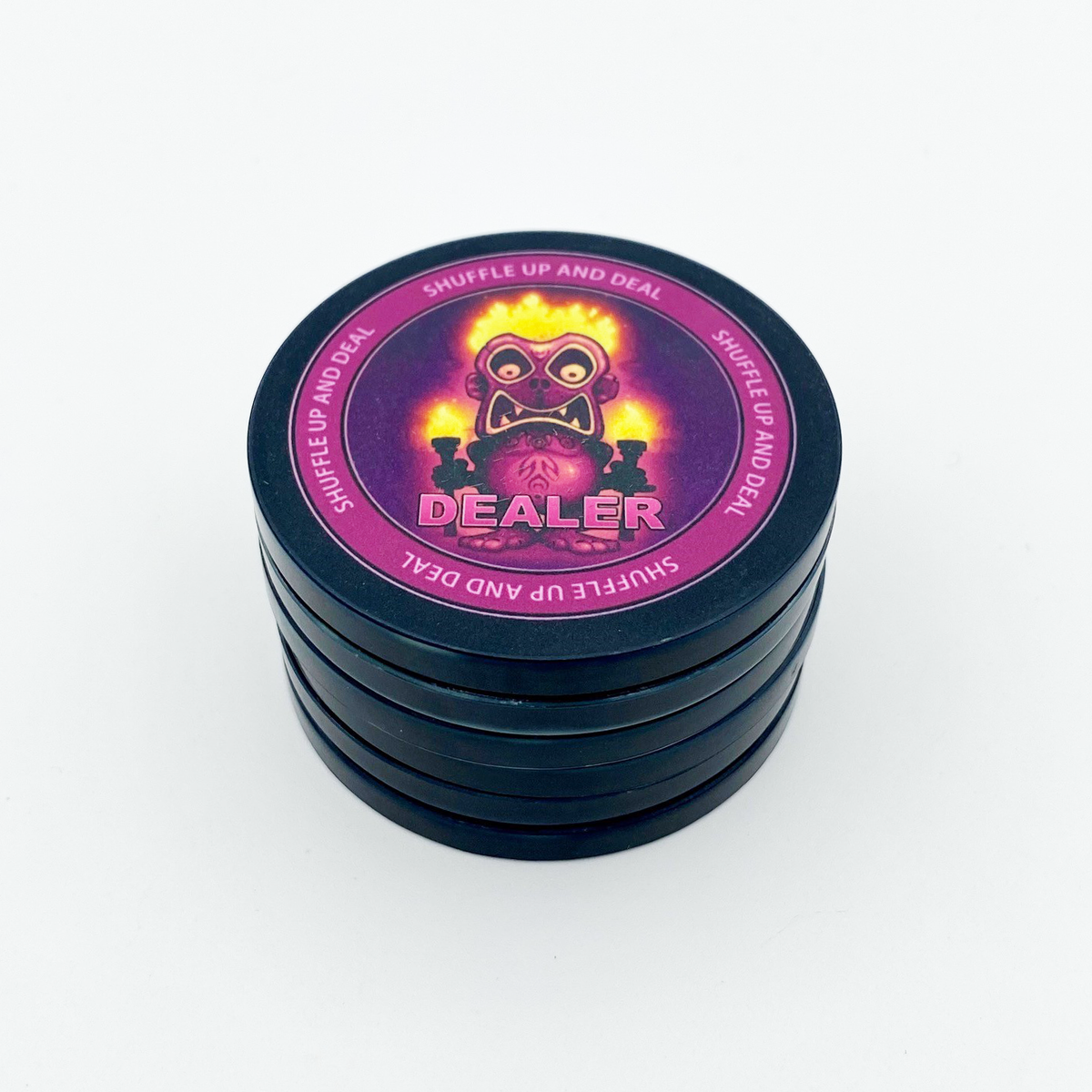 Tiki &quot;Shuffle Up &amp; Deal&quot; Dealer Button (49mm or 60mm)